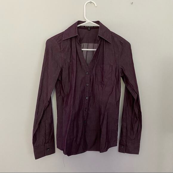 Express Berry Purple Chambray Button Down Shirt - Picture 6 of 6
